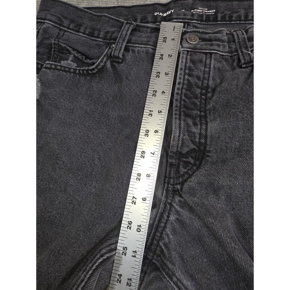 Old Navy Jeans Slouchy Straight Womens Size 12 High Rise Button Fly Distressed - Picture 7 of 12